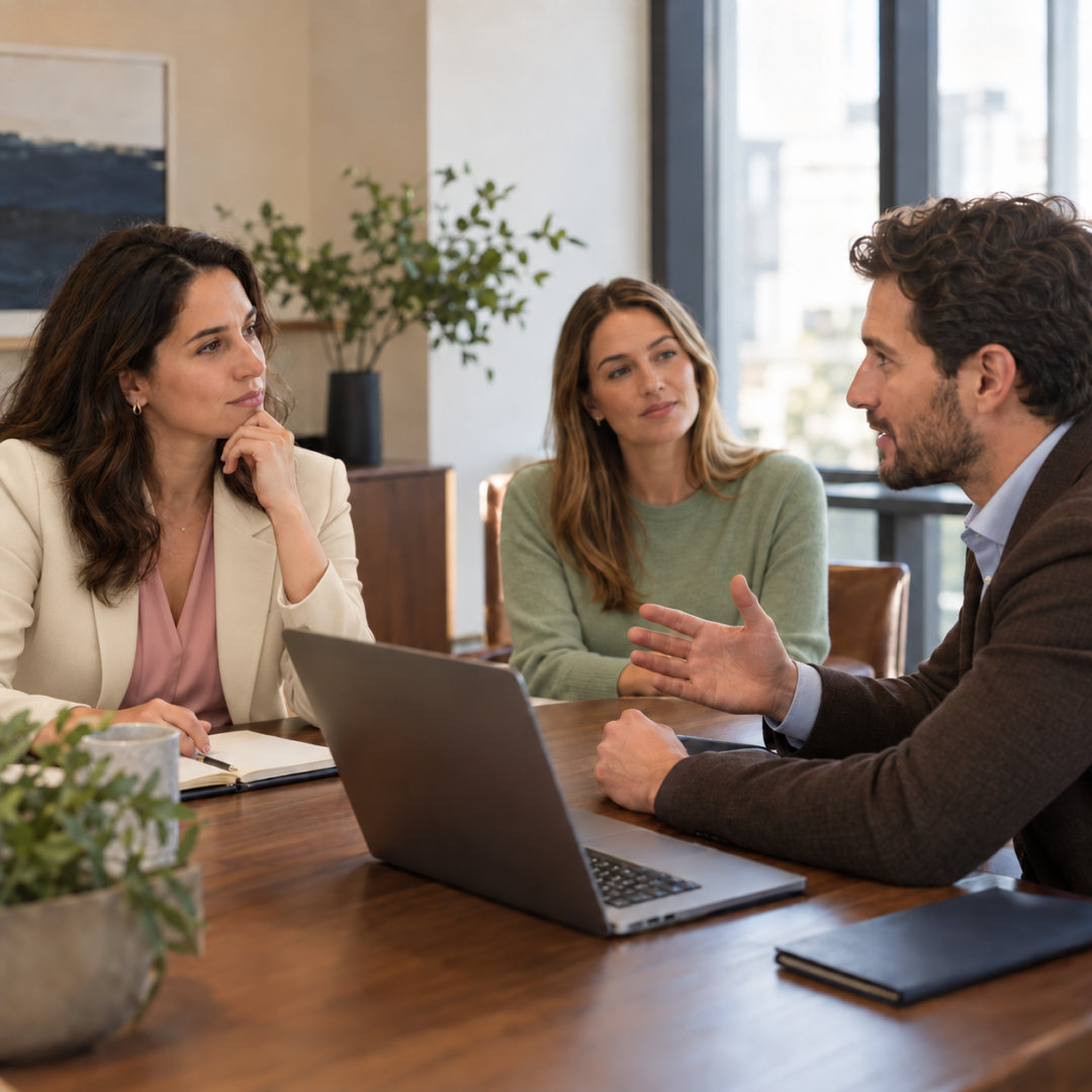 1st Phaze recruiters meeting with a client